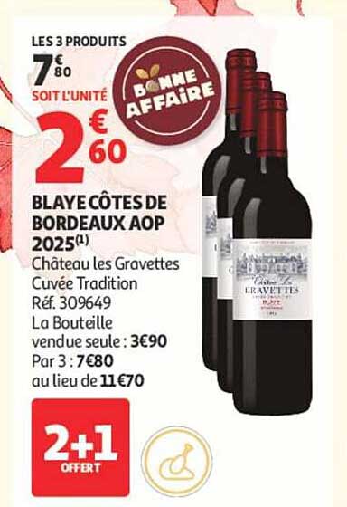 BLAYE CÔTES DE BORDEAUX AOP 2025(1) Château les Gravettes Cuvée Tradition Réf. 309649