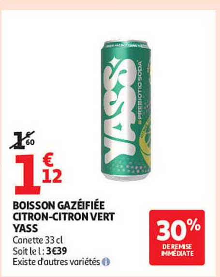 BOISSON GAZÉIFIÉE CITRON-CITRON VERT YASS