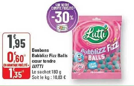Bonbons Bubblizz Fizz Balls coeur tendre LUTTI