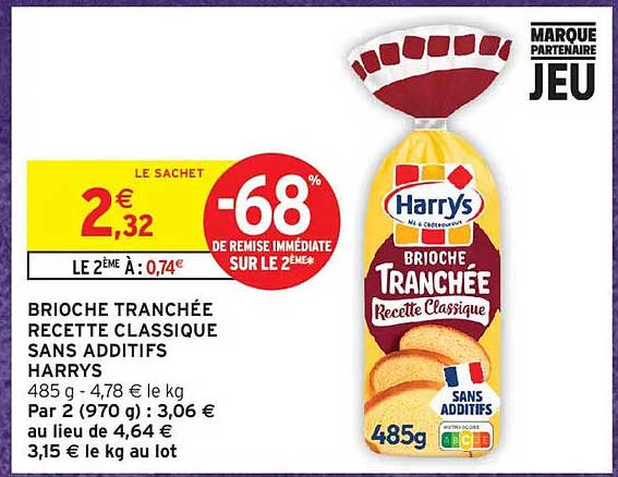 BRIOCHE TRANCHÉE RECETTE CLASSIQUE SANS ADDITIFS HARRYS