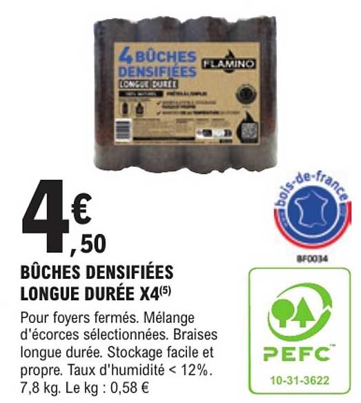 BÛCHES DENSIFIÉES LONGUE DURÉE X4(5)