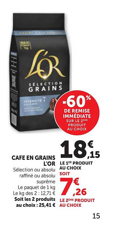 CAFE EN GRAINS L'OR