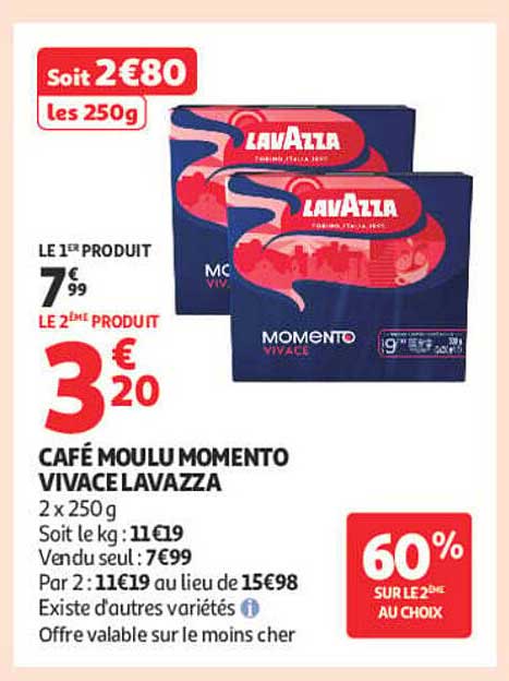 CAFÉ MOULU MOMENTO VIVACE LAVAZZA