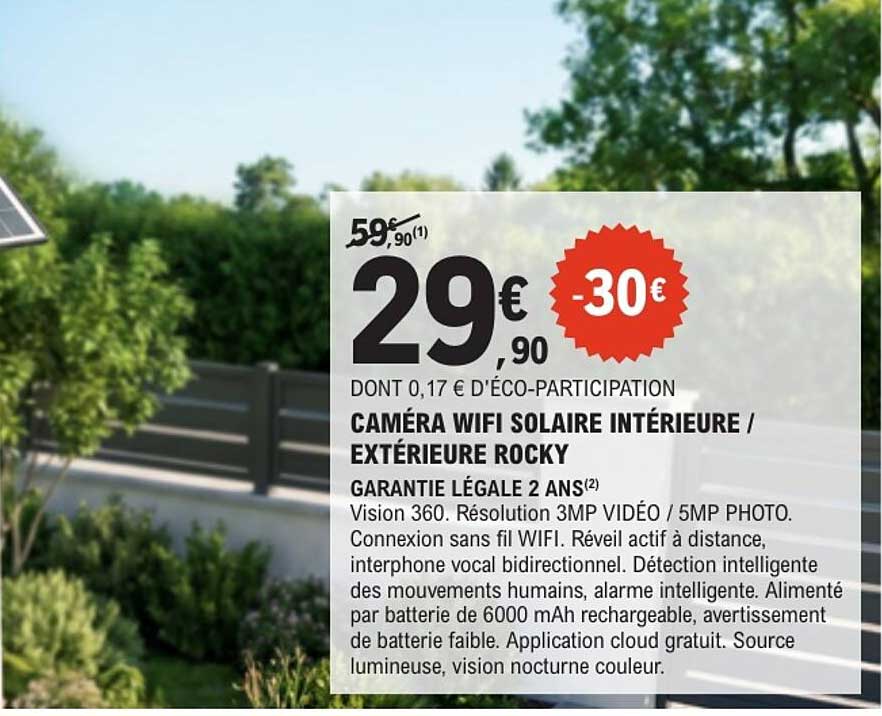 CAMÉRA WIFI SOLAIRE INTÉRIEURE / EXTÉRIEURE ROCKY