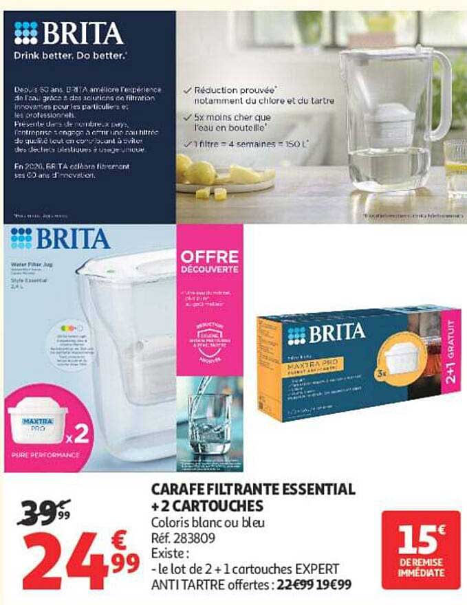 CARAFA FILTRANTE ESSENTIAL + 2 CARTOUCHES