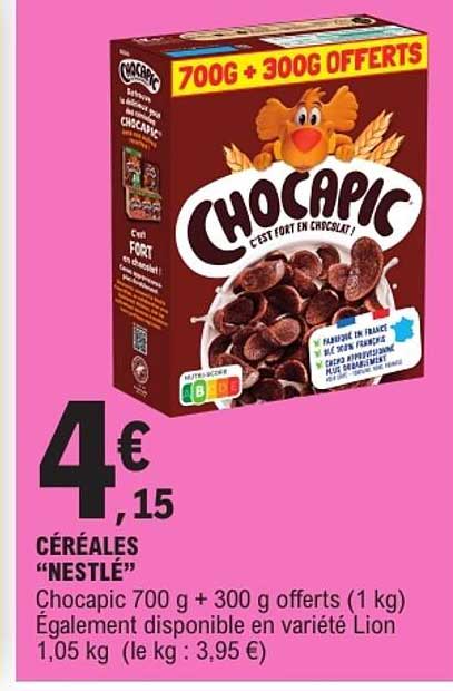 CÉRÉALES “NESTLÉ” Chocapic 700 g + 300 g offerts (1 kg)