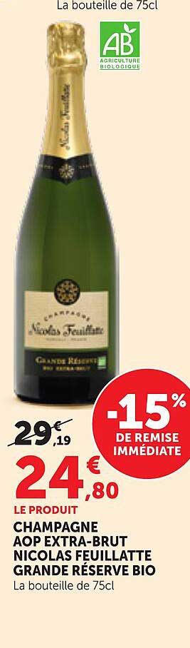 CHAMPAGNE AOP EXTRA-BRUT NICOLAS FEUILLATTE GRANDE RÉSERVE BIO