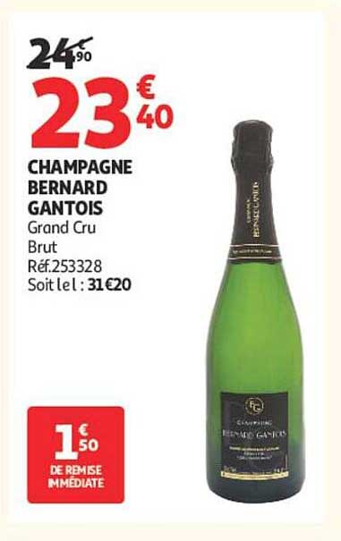 CHAMPAGNE BERNARD GANTOIS Grand Cru Brut Réf.253328 Soit le l : 31€20