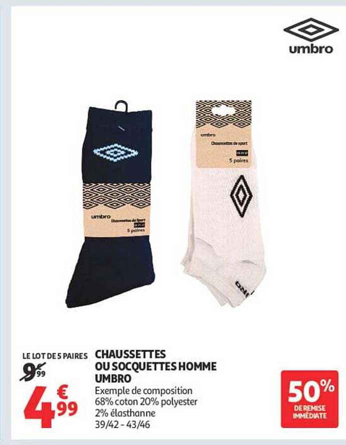 CHAUSSETTES OU SOCQUETTES HOMME UMBRO