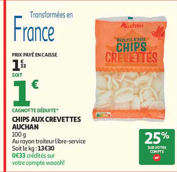 CHIPS AUX CREVETTES AUCHAN