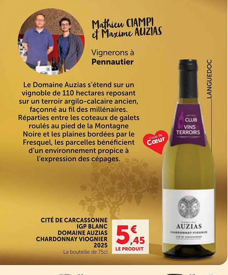 CITÉ DE CARCASSONNE IGP BLANC DOMAINE AUZIAS CHARDONNAY VIOGNIER 2025