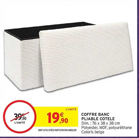 COFFRE BANC PLIABLE COTELE