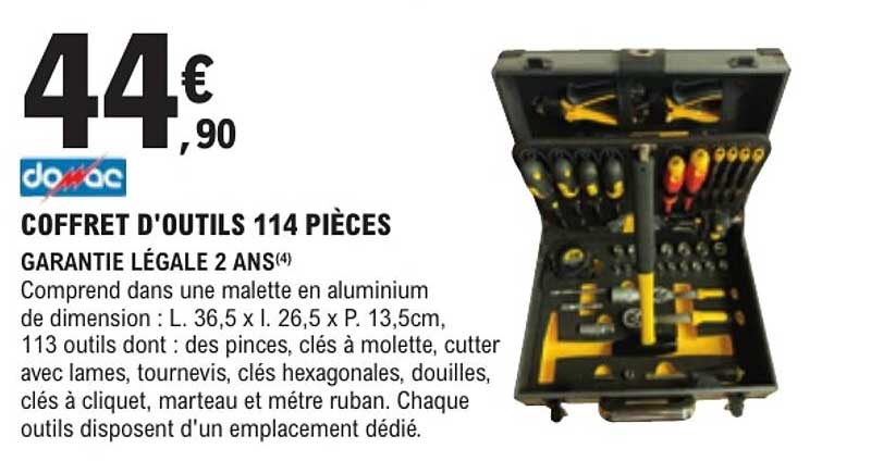 COFFRET D'OUTILS 114 PIÈCES
