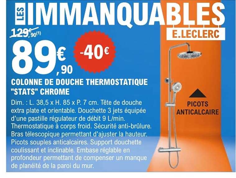 COLONNE DE DOUCHE THERMOSTATIQUE "STATS" CHROME