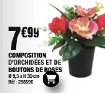 COMPOSITION D'ORCHIDÉES ET DE BOUTONS DE ROSES