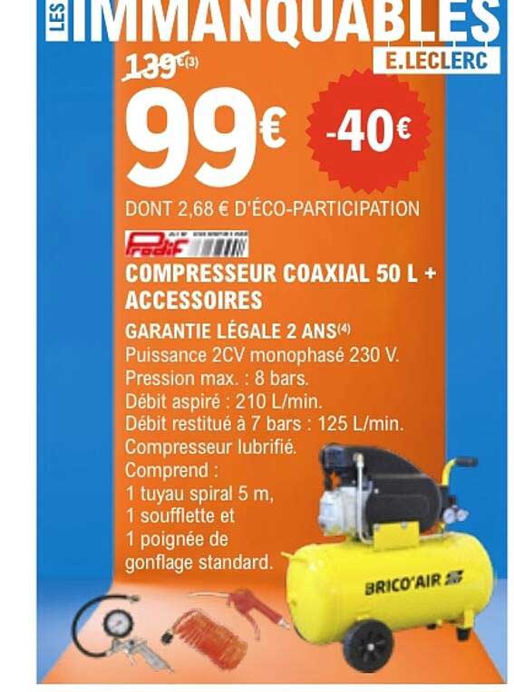 COMPRESSEUR COAXIAL 50 L + ACCESSOIRES