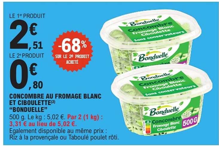 CONCOMBRE AU FROMAGE BLANC ET CIBOULETTE "BONDUELLE"