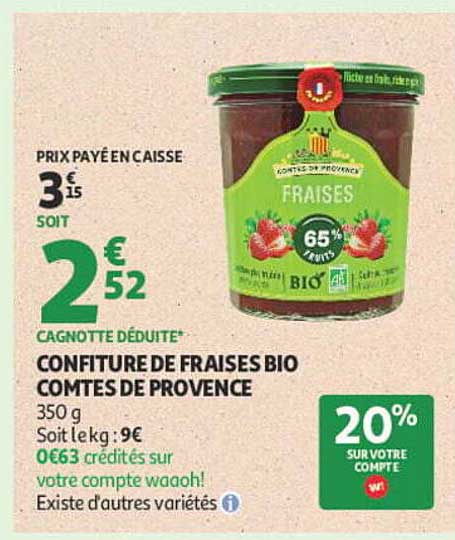 CONFITURE DE FRAISES BIO COMTES DE PROVENCE