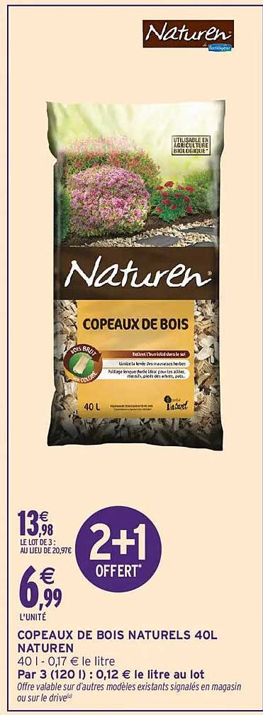 COPEAUX DE BOIS NATURELS 40L NATUREN