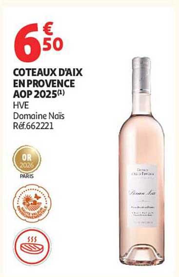COTEAUX D’AIX EN PROVENCE AOP 2025(1) HVE Domaine Naïs Réf.662221