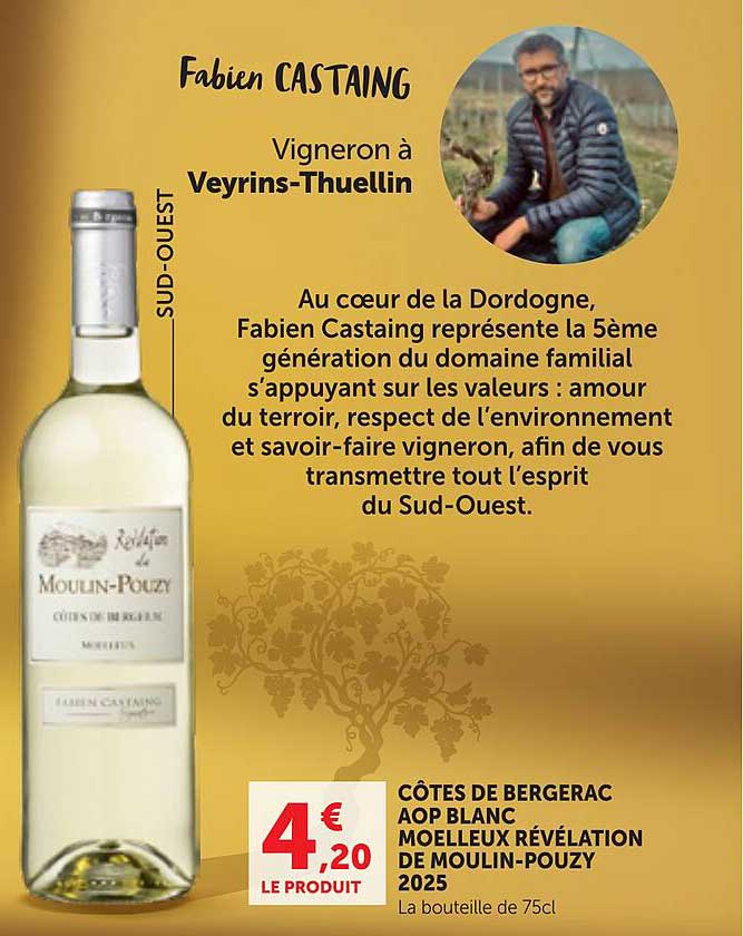 CÔTES DE BERGERAC AOP BLANC MOELLEUX RÉVÉLATION DE MOULIN-POUZY 2025