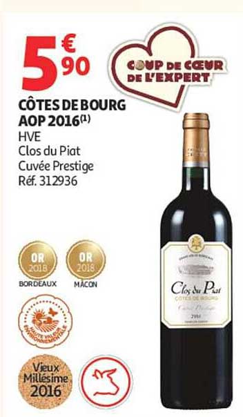 CÔTES DE BOURG AOP 2016(1) HVE Clos du Piat Cuvée Prestige Réf. 312936