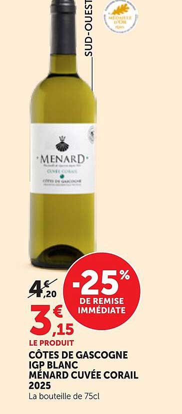 CÔTES DE GASCOGNE IGP BLANC MÉNARD CUVÉE CORAIL 2025