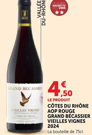 CÔTES DU RHÔNE AOP ROUGE GRAND BÉCASSIER VIEILLES VIGNES 2024