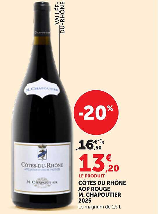 CÔTES DU RHÔNE AOP ROUGE M. CHAPOUTIER 2025