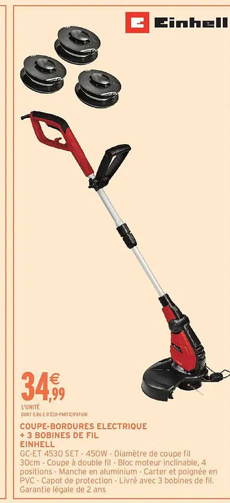 COUPE-BORDURES ELECTRIQUE + 3 BOBINES DE FIL EINHELL