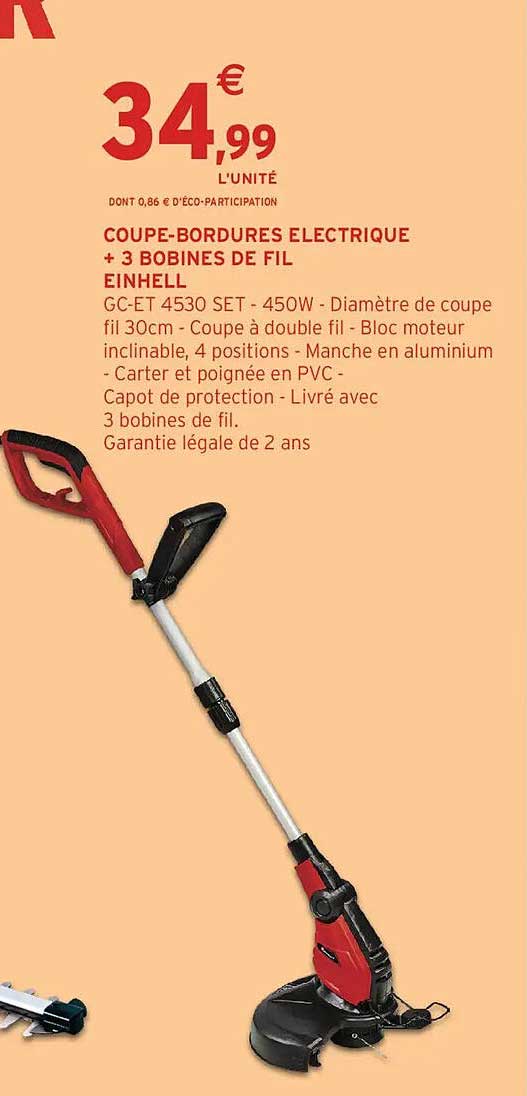COUPE-BORDURES ELECTRIQUE + 3 BOBINES DE FIL EINHELL