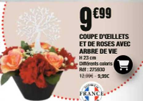 COUPE D'ŒILLETS ET DE ROSES AVEC ARBRE DE VIE
