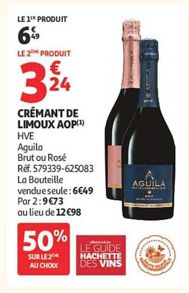 CRÉMANT DE LIMOUX AOP(1) HVE Aguila Brut ou Rosé Réf. 579339-625083