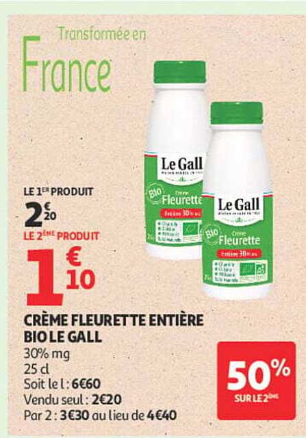 CRÈME FLEURETTE ENTIÈRE BIO LE GALL