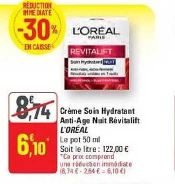 Crème Soin Hydratant Anti-Âge Nuit Revitalift L'ORÉAL