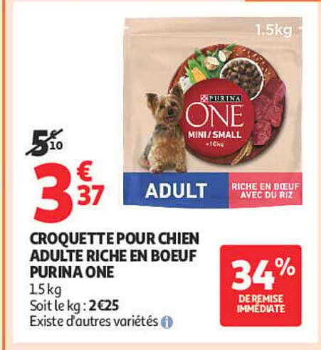 CROQUETTE POUR CHIEN ADULTE RICHE EN BOEUF PURINA ONE