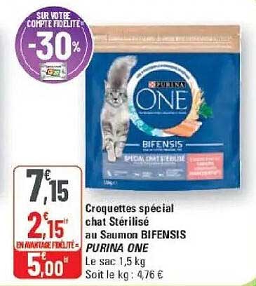Croquettes spécial chat Stérilisé au Saumon BIFENSIS PURINA ONE