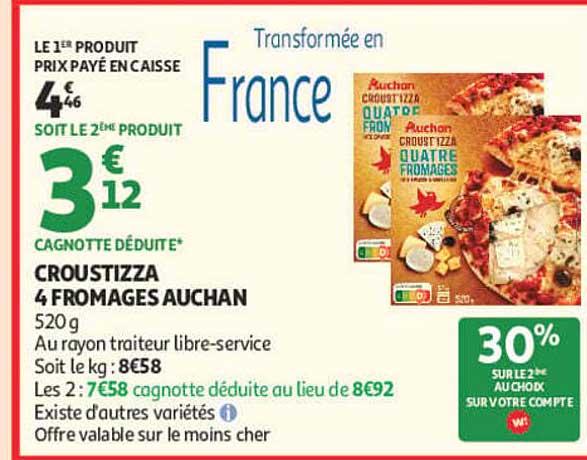 CROUSTIZZA 4 FROMAGES AUCHAN