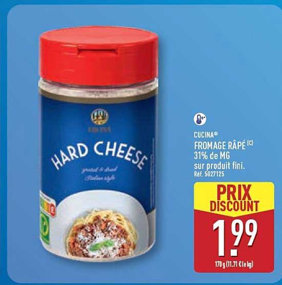 CUCINA® FROMAGE RÂPÉ [C] 31% de MG sur produit fini. Réf. 5027125