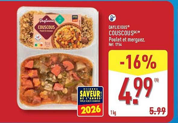 DAYLICIOUS® COUSCOUSIAJ* Poulet et merguez. Réf. 1754