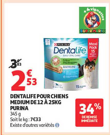 DENTALIFE POUR CHIENS MEDIUM DE 12 À 25KG PURINA