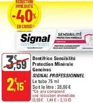 Dentifrice Sensibilité Protection Minérale Gencives SIGNAL PROFESSIONNEL