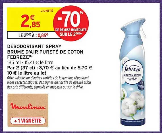 DÉSODORISANT SPRAY BRUME D'AIR PURETÉ DE COTON FEBREZE