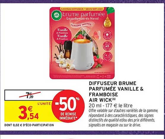 DIFFUSEUR BRUME PARFUMÉE VANILLE & FRAMBOISE AIR WICK