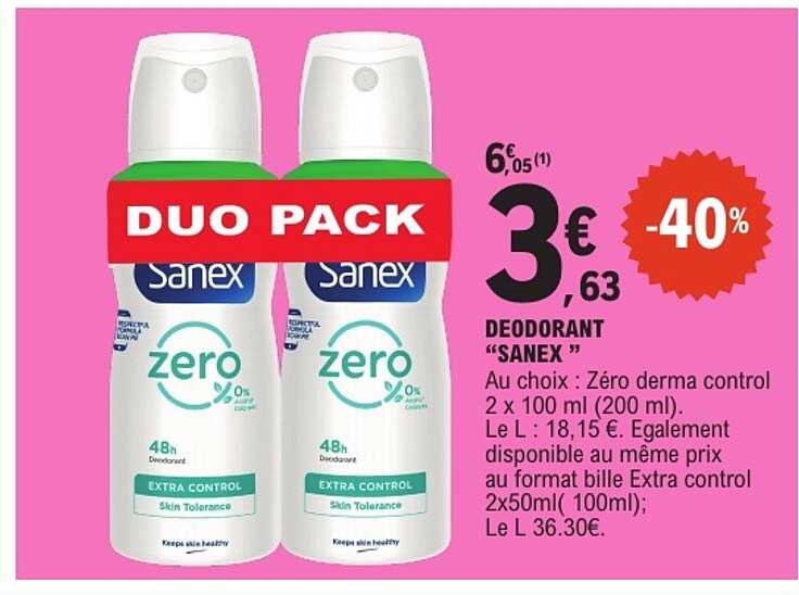 DUO PACK Sanex zero Extra control Skin Tolerance