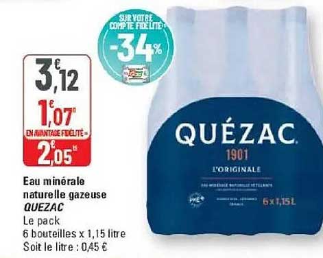 Eau minérale naturelle gazeuse QUEZAC