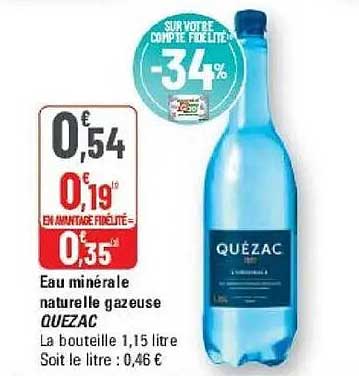 Eau minérale naturelle gazeuse QUEZAC