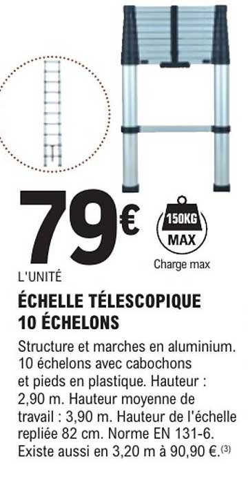 ÉCHELLE TÉLESCOPIQUE 10 ÉCHELONS
