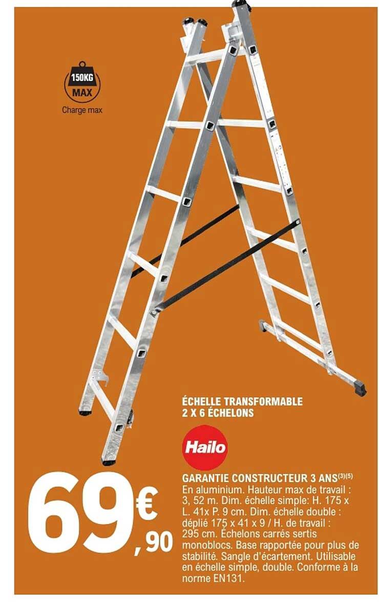 ÉCHELLE TRANSFORMABLE 2 X 6 ÉCHELONS
