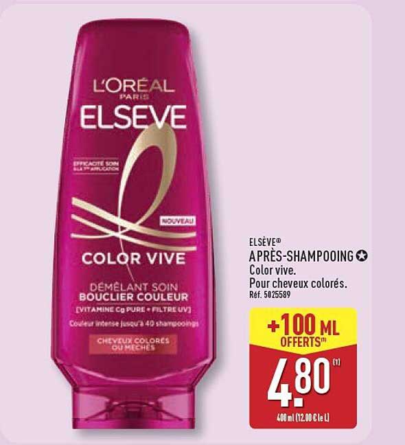 ELSEVE APRÈS-SHAMPOOING Color vive. Pour cheveux colorés.